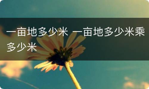 一亩地多少米 一亩地多少米乘多少米