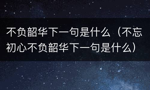 不负韶华下一句是什么（不忘初心不负韶华下一句是什么）