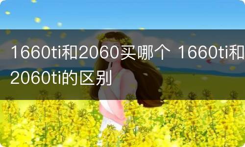 1660ti和2060买哪个 1660ti和2060ti的区别
