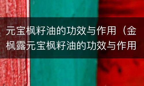 元宝枫籽油的功效与作用（金枫露元宝枫籽油的功效与作用）