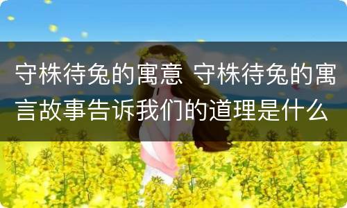 守株待兔的寓意 守株待兔的寓言故事告诉我们的道理是什么