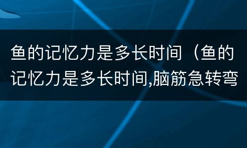 鱼的记忆力是多长时间（鱼的记忆力是多长时间,脑筋急转弯）