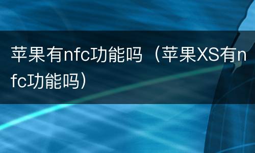苹果有nfc功能吗（苹果XS有nfc功能吗）