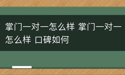 掌门一对一怎么样 掌门一对一怎么样 口碑如何
