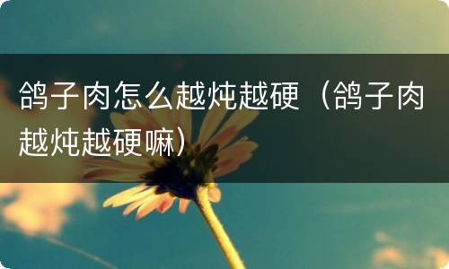 鸽子肉怎么越炖越硬（鸽子肉越炖越硬嘛）
