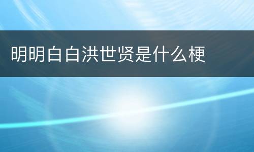 明明白白洪世贤是什么梗