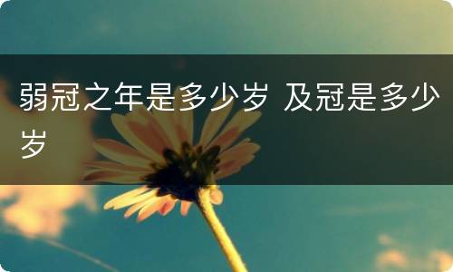 弱冠之年是多少岁 及冠是多少岁