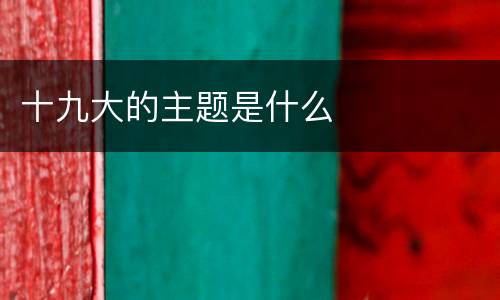 十九大的主题是什么