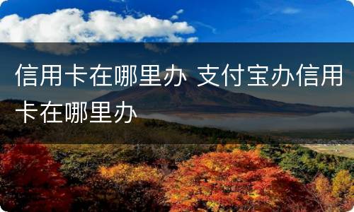 信用卡在哪里办 支付宝办信用卡在哪里办