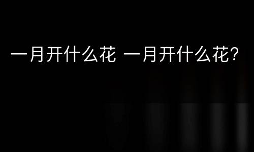 一月开什么花 一月开什么花?