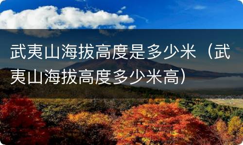 武夷山海拔高度是多少米（武夷山海拔高度多少米高）