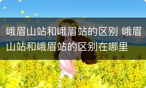 峨眉山站和峨眉站的区别 峨眉山站和峨眉站的区别在哪里