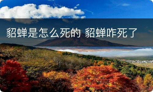 貂蝉是怎么死的 貂蝉咋死了