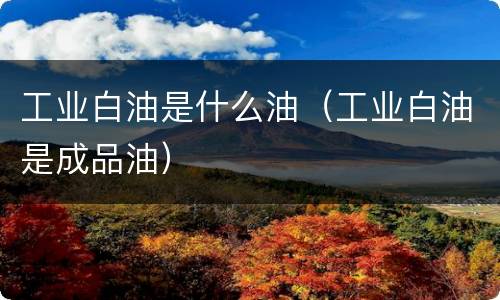 工业白油是什么油（工业白油是成品油）