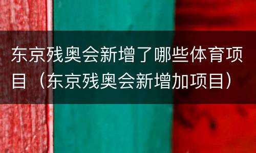 东京残奥会新增了哪些体育项目（东京残奥会新增加项目）
