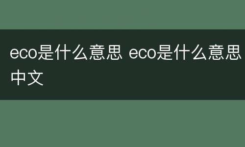 eco是什么意思 eco是什么意思中文