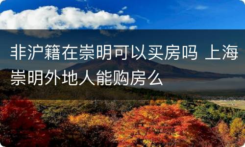 非沪籍在崇明可以买房吗 上海崇明外地人能购房么