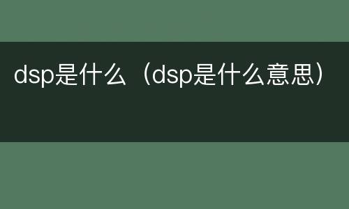 dsp是什么（dsp是什么意思）