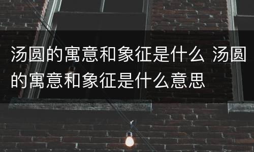 汤圆的寓意和象征是什么 汤圆的寓意和象征是什么意思