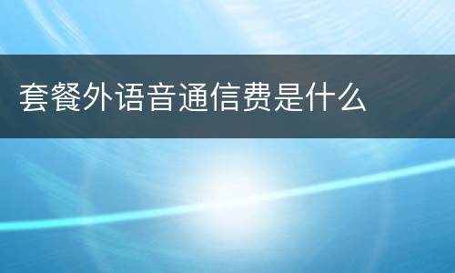 套餐外语音通信费是什么