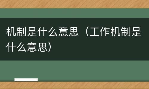 机制是什么意思（工作机制是什么意思）