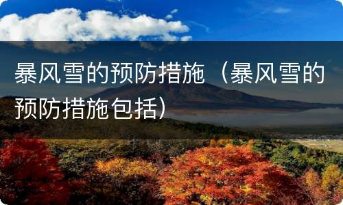 暴风雪的预防措施（暴风雪的预防措施包括）