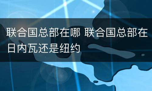 联合国总部在哪 联合国总部在日内瓦还是纽约