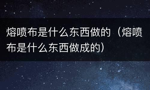 熔喷布是什么东西做的（熔喷布是什么东西做成的）