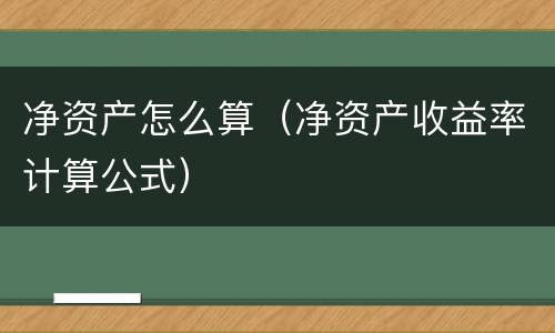 净资产怎么算（净资产收益率计算公式）