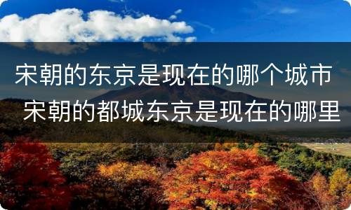 宋朝的东京是现在的哪个城市 宋朝的都城东京是现在的哪里