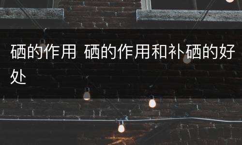 硒的作用 硒的作用和补硒的好处