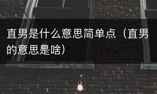 直男是什么意思简单点（直男的意思是啥）