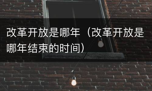 改革开放是哪年（改革开放是哪年结束的时间）