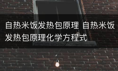 自热米饭发热包原理 自热米饭发热包原理化学方程式