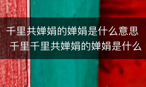 千里共婵娟的婵娟是什么意思 千里千里共婵娟的婵娟是什么意思