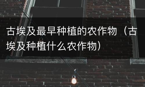 古埃及最早种植的农作物（古埃及种植什么农作物）