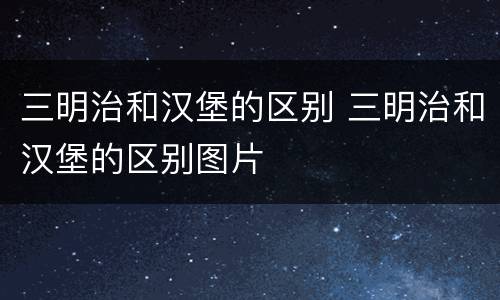三明治和汉堡的区别 三明治和汉堡的区别图片