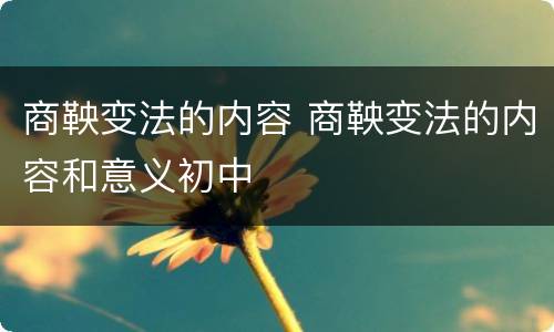商鞅变法的内容 商鞅变法的内容和意义初中