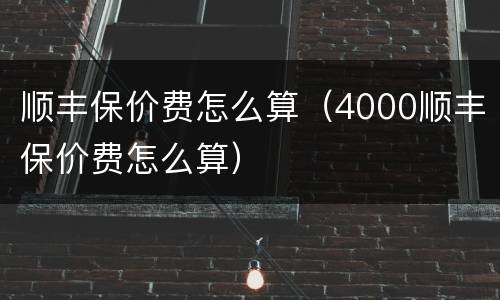 顺丰保价费怎么算（4000顺丰保价费怎么算）