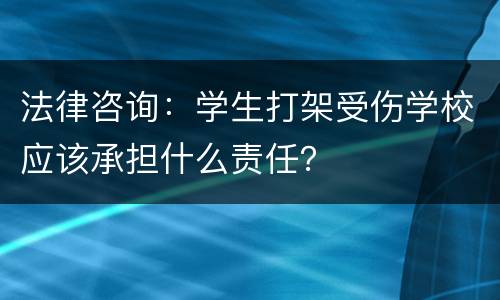 法律咨询：学生打架受伤学校应该承担什么责任？