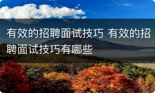 有效的招聘面试技巧 有效的招聘面试技巧有哪些