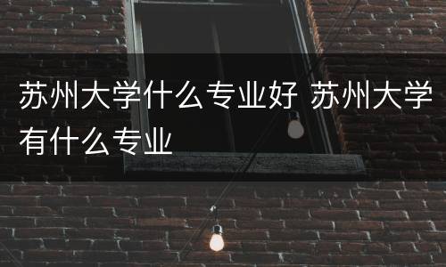 苏州大学什么专业好 苏州大学有什么专业