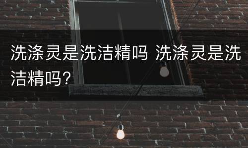 洗涤灵是洗洁精吗 洗涤灵是洗洁精吗?