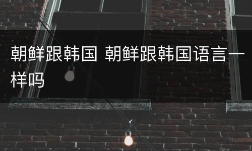 朝鲜跟韩国 朝鲜跟韩国语言一样吗