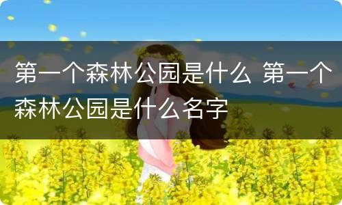 第一个森林公园是什么 第一个森林公园是什么名字