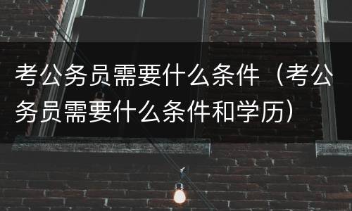 考公务员需要什么条件（考公务员需要什么条件和学历）
