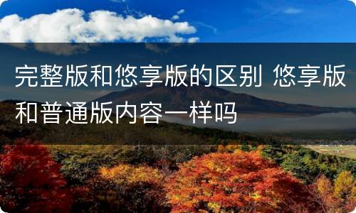 完整版和悠享版的区别 悠享版和普通版内容一样吗