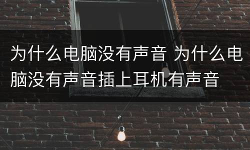 为什么电脑没有声音 为什么电脑没有声音插上耳机有声音
