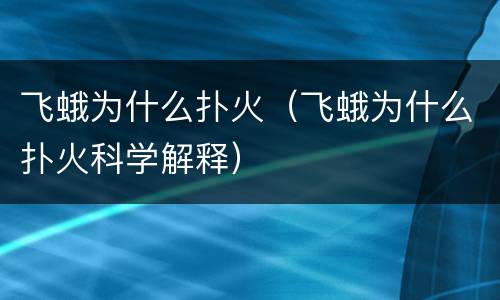 飞蛾为什么扑火（飞蛾为什么扑火科学解释）