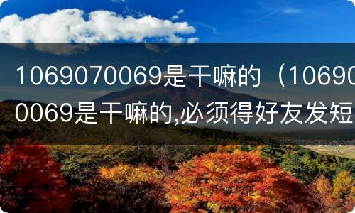 1069070069是干嘛的（1069070069是干嘛的,必须得好友发短信?）